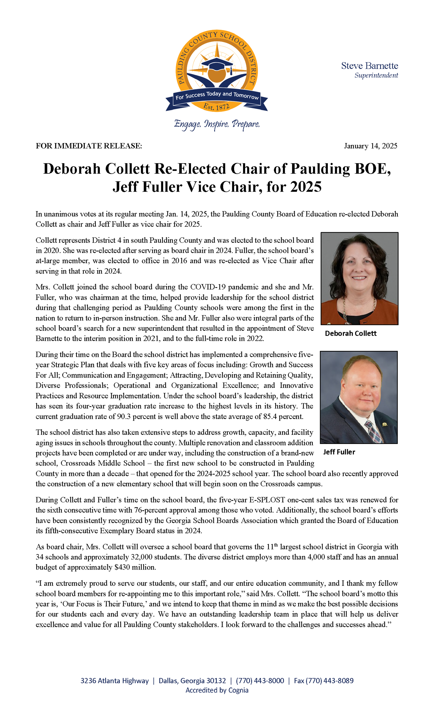 BOE Officers press release