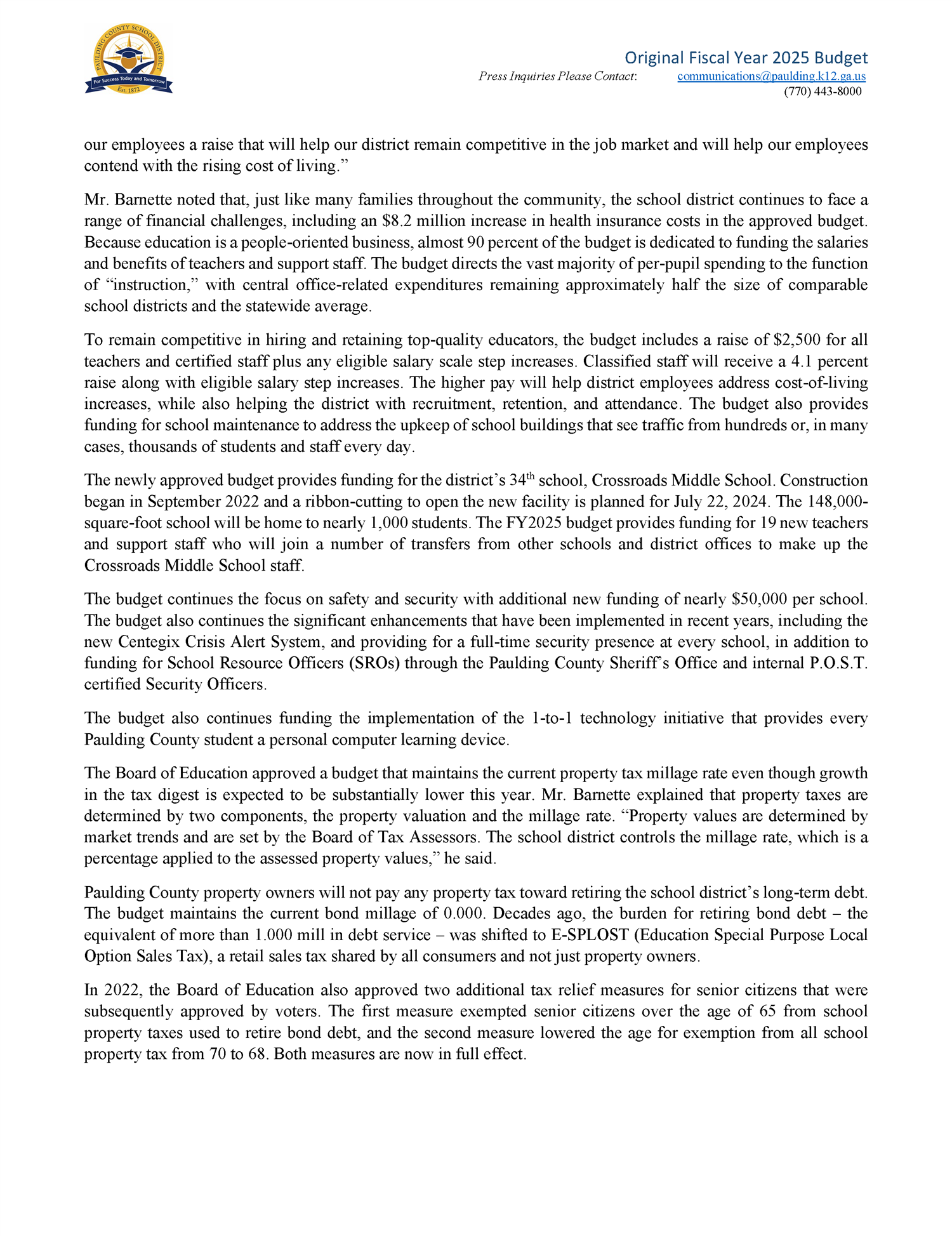 FY2025 budget press release page 2