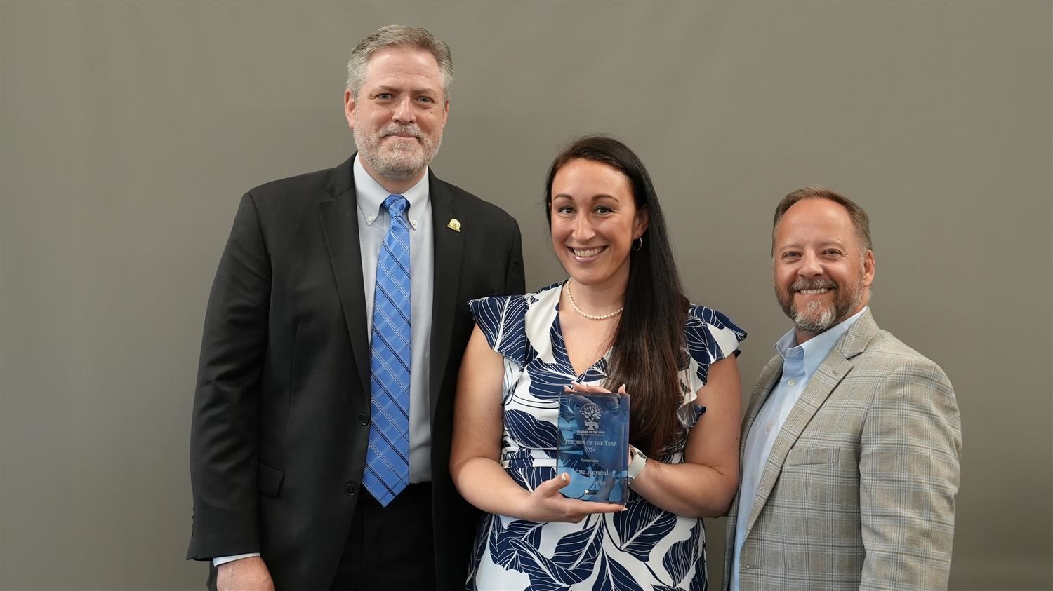 North Paulding High School Teacher of the Year Anne Aurand pictured with Superintendent Steve Barnette and Paulding Education