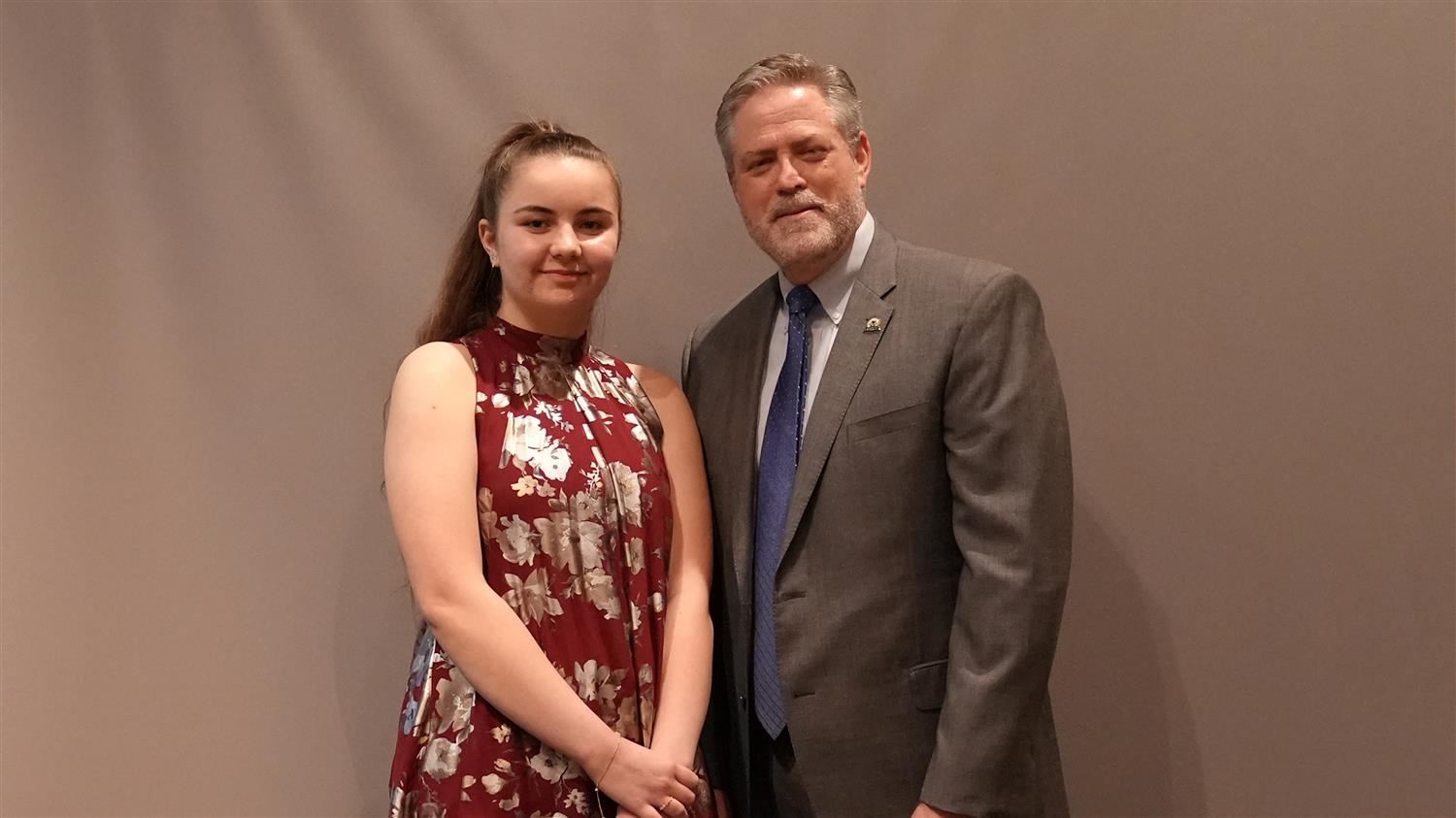 Superintendent Steve Barnette pictured with All State winner North Paulding HS 12th grader Taegan Lanham.