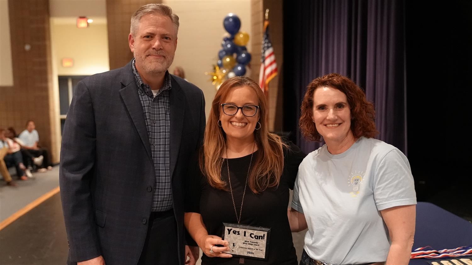 Community Support of the Year winner Jillian Palmiotto from West Ridge Church pictured with Superintendent Steve Barnette and