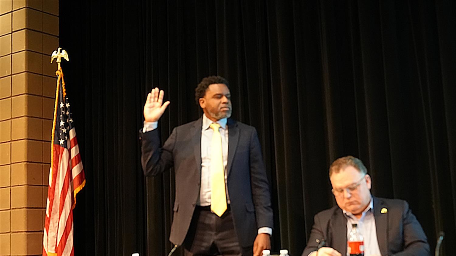 Board Member Nicholas Chester was sworn in to a new term during the meeting.