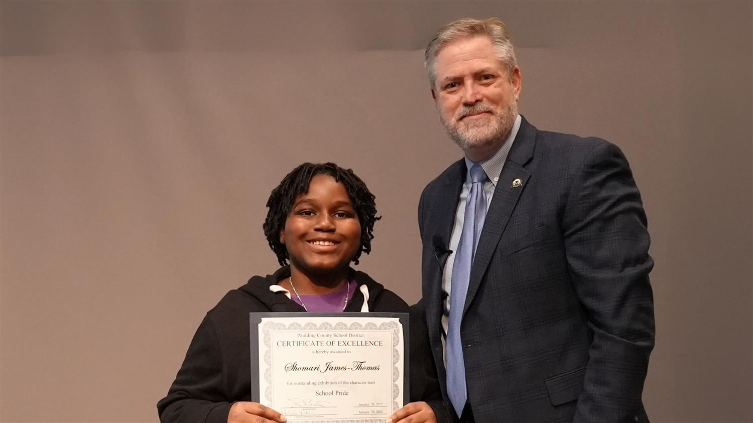 Character In Action - School Pride: Superintendent Steve Barnette and Shomari James-Thomas from Hutchens Elementary