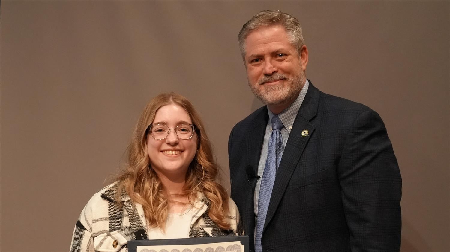 Fine Arts in Action - 2D and 3D: Superintendent Steve Barnette and Peyton Hargrove​ from North Paulding High.