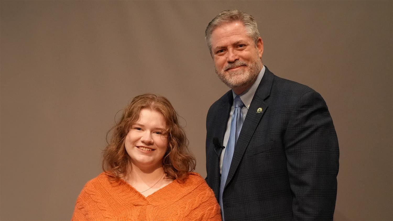 Fine Arts in Action - North Paulding High School AP Art Project: Superintendent Steve Barnette and Reilly Lopez.​