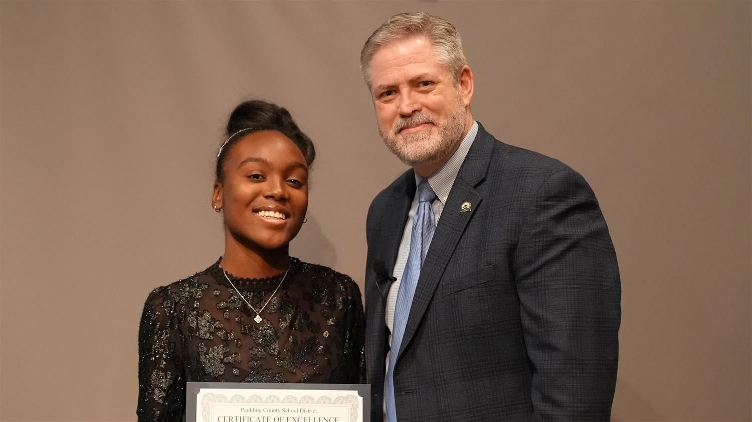Marching Band Drum Majors: Superintendent Steve Barnette and Nephtali Nemorin​ from East Paulding High.