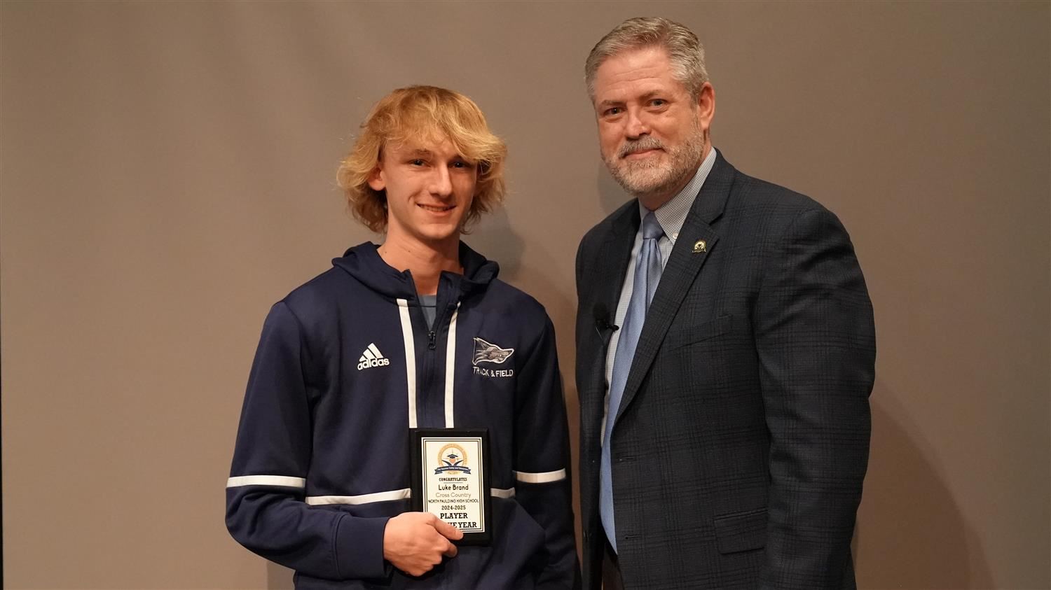 Fall Sports Players of the Year - Boys Cross Country: Superintendent Steve Barnette and Luke Brand from North Paulding High.