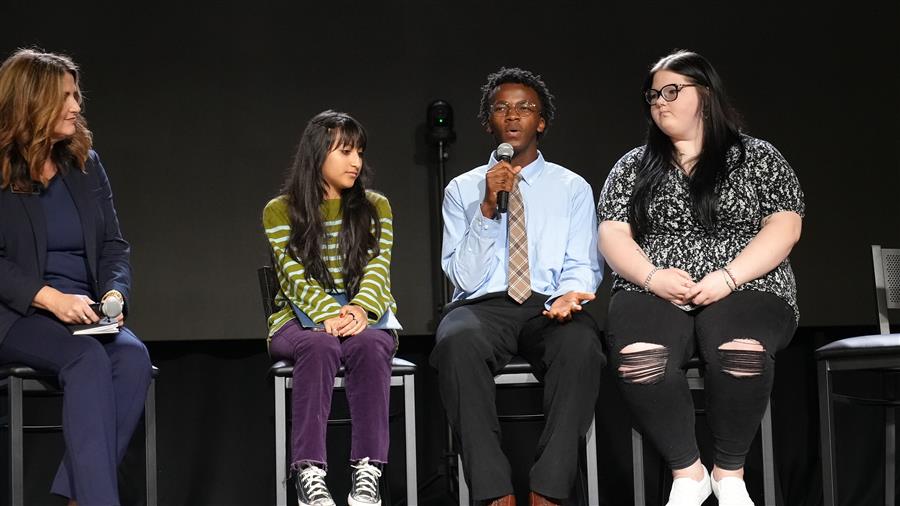 Chief Academic Officer Dr. Tiffany Frachiseur and Superintendent Steve Barnette were joined by NPHS Senior Alejandra "Quinn" 