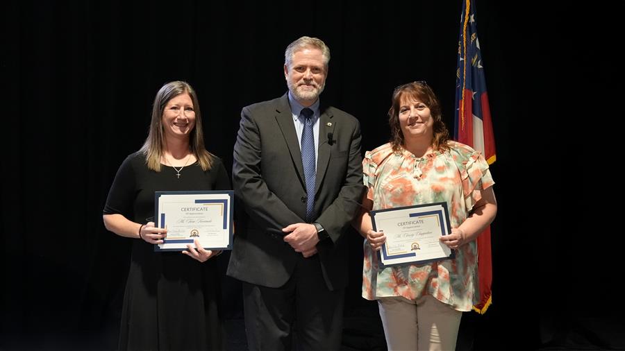 January Star Staff winners: Burnt Hickory Literacy Coach Tara Kociencki and P.B. Ritch Middle Special Education Para Christy 