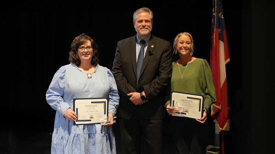 February Star Staff winners: Austin Middle IRR Teacher Candace Ellis and Dugan Elementary EIP Teacher Juli Bowers.
