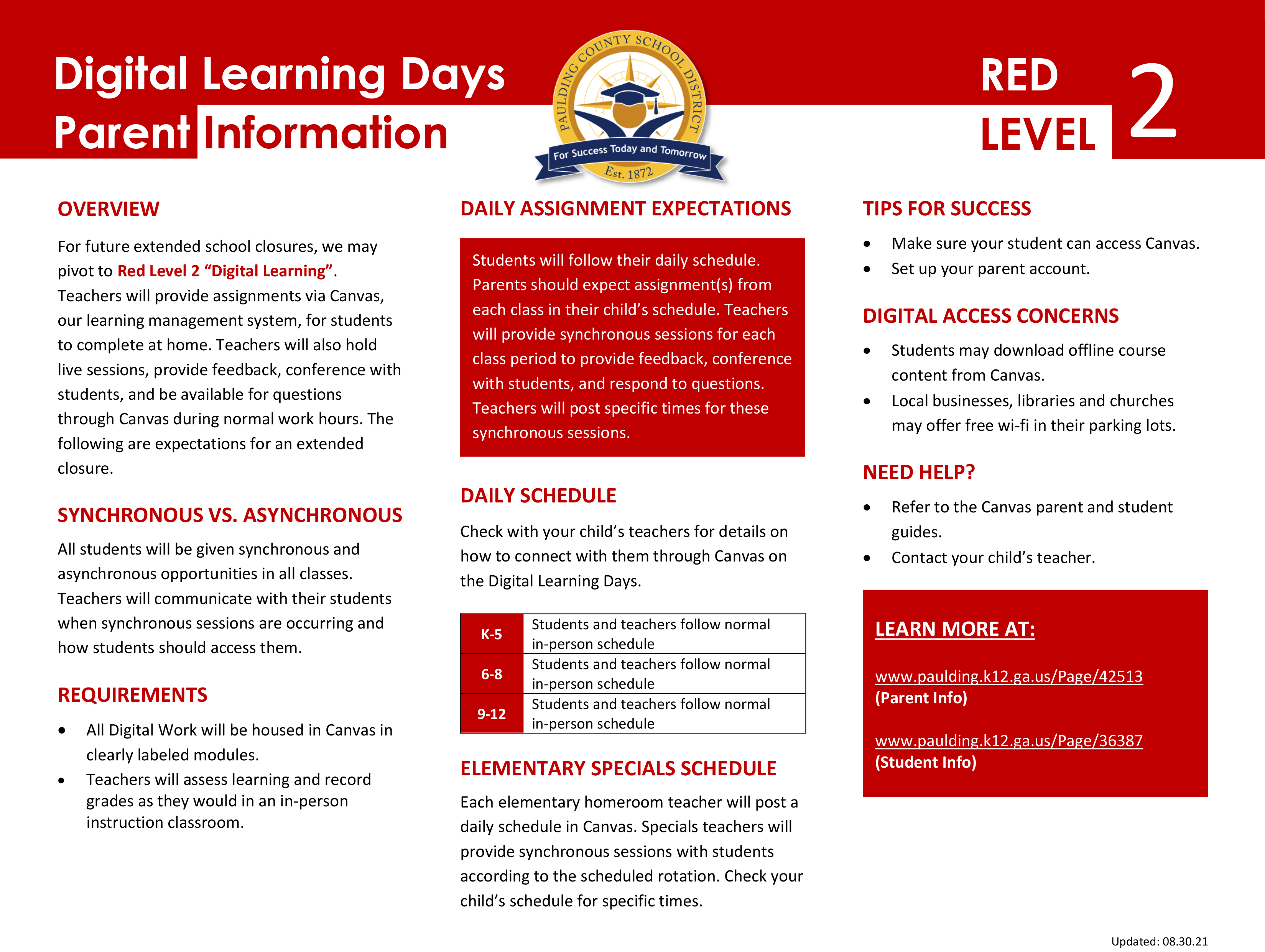 parent info- red level 2