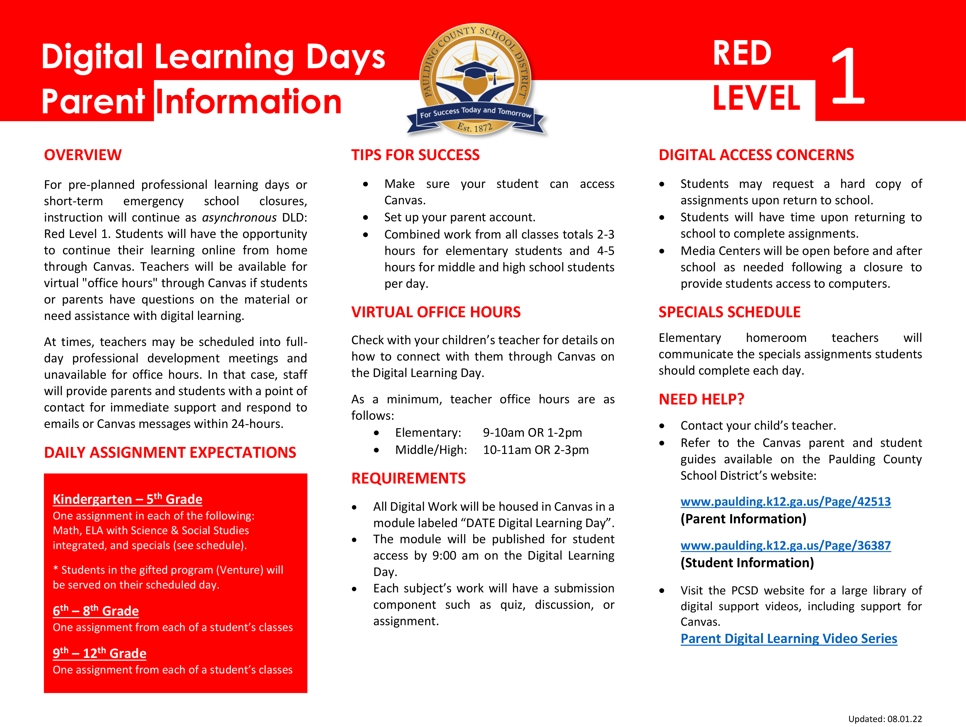 parent info - red level 1